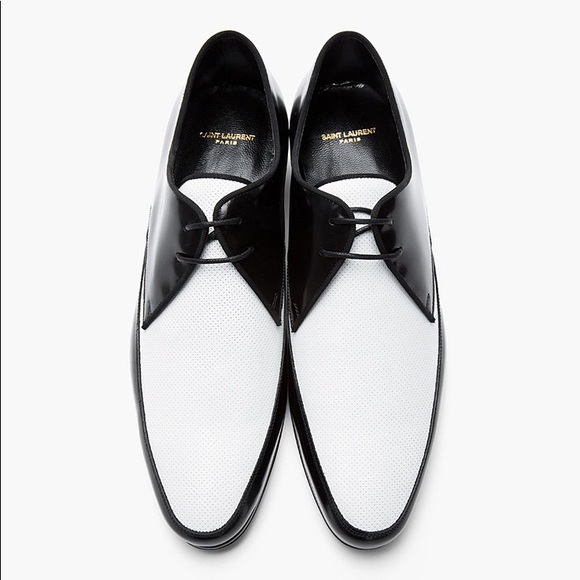Saint Laurent derby black and white flat shoe - Picture 2 of 4